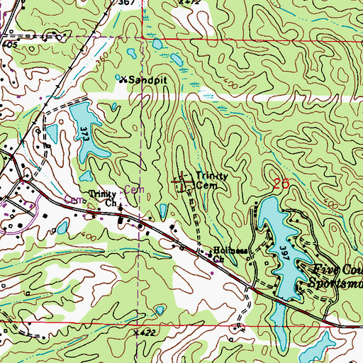 Topographic Map of Trinity Cemetery, MS