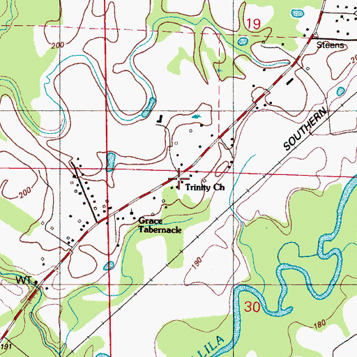 Topographic Map of Trinity Church, MS