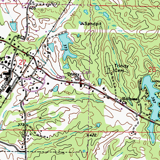 Topographic Map of Trinity Church, MS