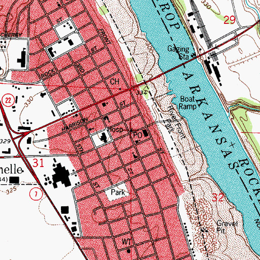 Topographic Map of First Presbyterian Church, AR