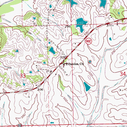 Topographic Map of Triunion Church, MS