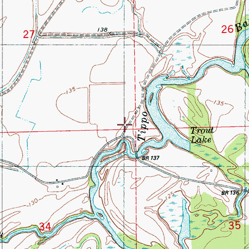 Topographic Map of Trout Lake, MS
