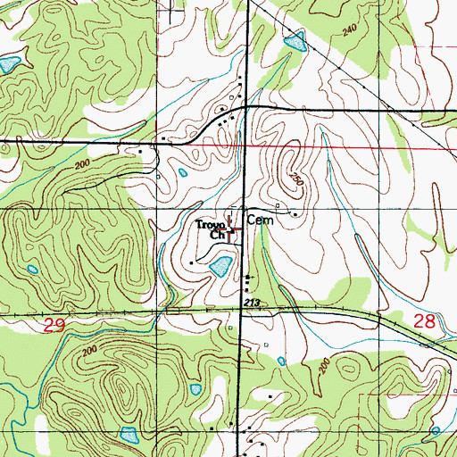 Topographic Map of Troyo Church, MS