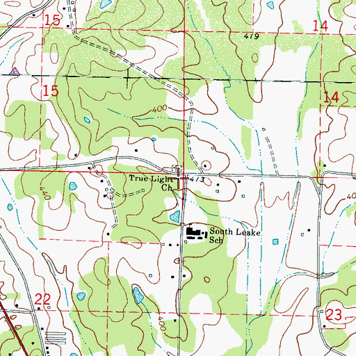 Topographic Map of True Light Church, MS