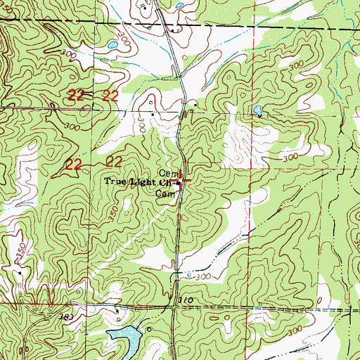 Topographic Map of True Light Church, MS