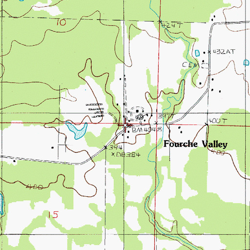 Topographic Map of Fourche Valley, AR