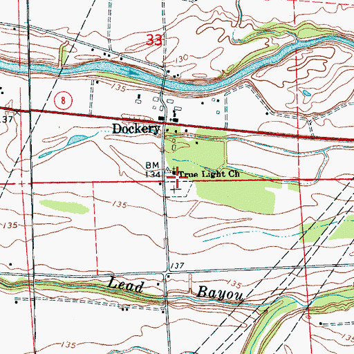 Topographic Map of True Light Church, MS