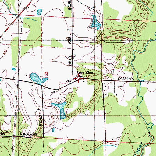 Topographic Map of True Zion Church, MS
