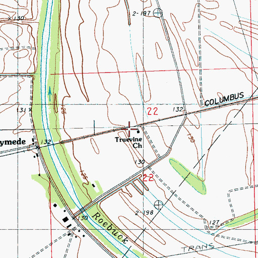Topographic Map of Truevine Church, MS