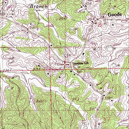 Topographic Map of Truslow Church, MS