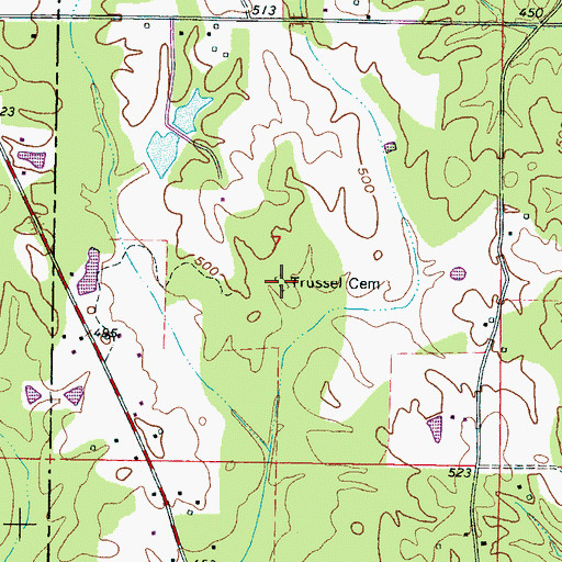 Topographic Map of Trussel Cemetery, MS