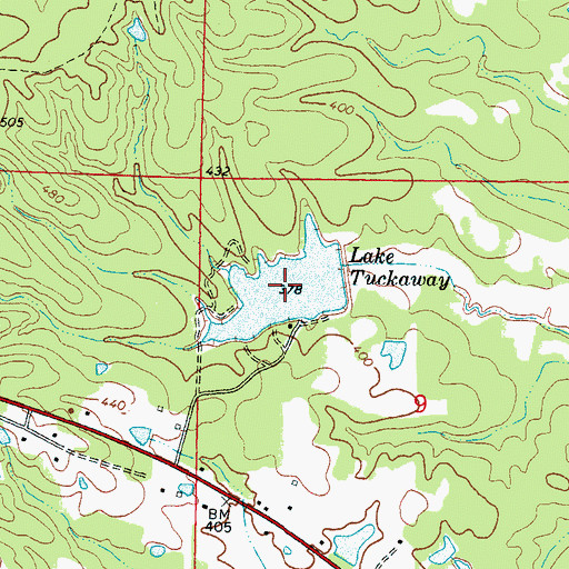 Topographic Map of Lake Tuckaway, MS