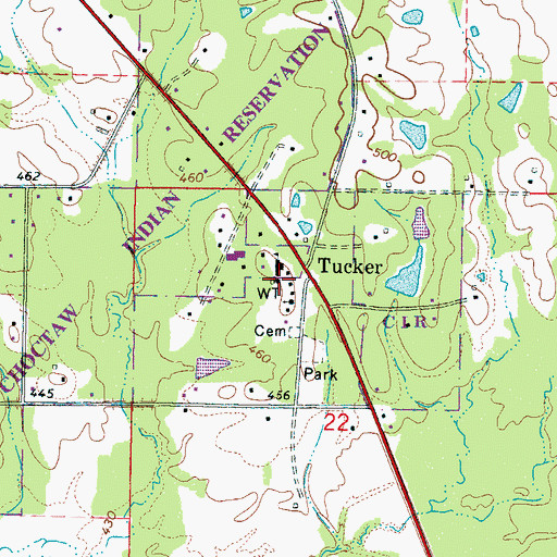 Topographic Map of Tucker, MS