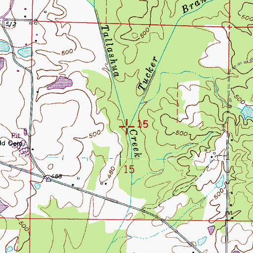 Topographic Map of Tucker Branch, MS
