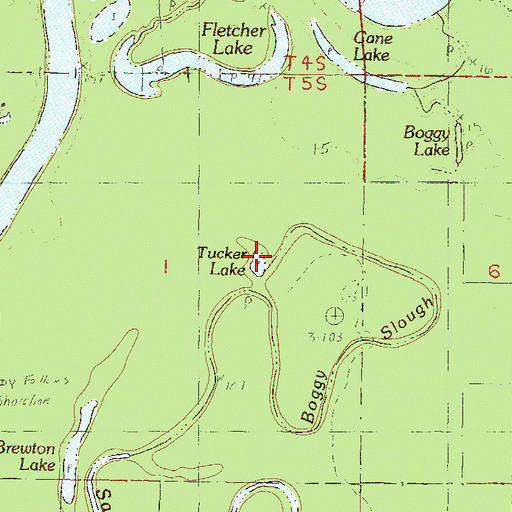 Topographic Map of Tucker Lake, MS
