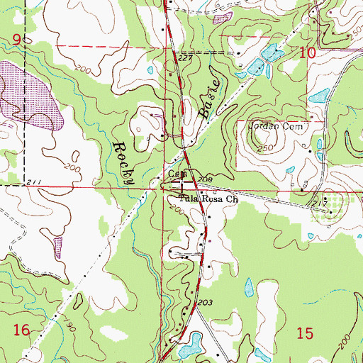 Topographic Map of Tula Rosa Church, MS