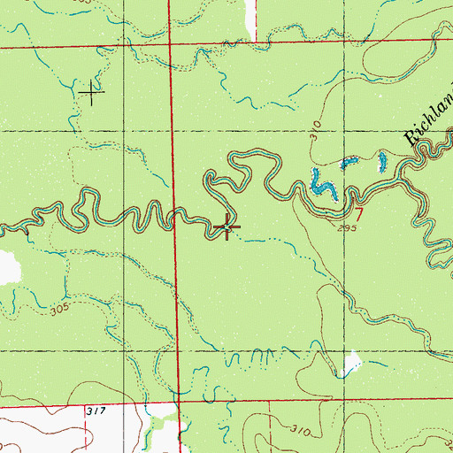 Topographic Map of Tumbaloo Creek, MS