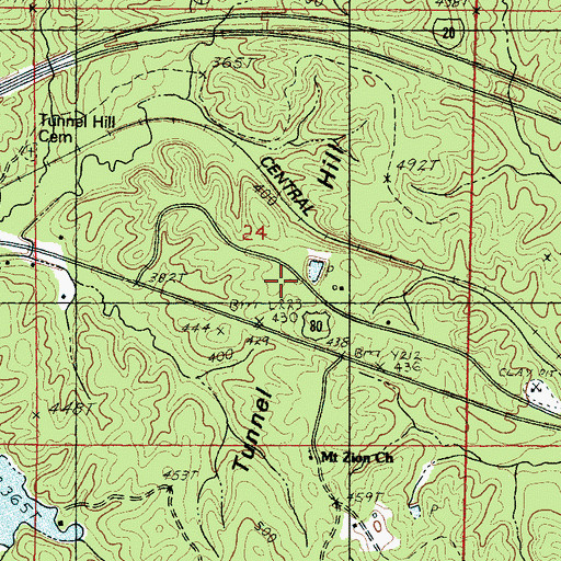 Topographic Map of Tunnel Hill, MS