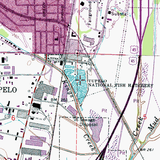Topographic Map of Tupelo National Fish Hatchery, MS