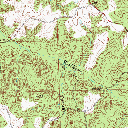 Topographic Map of Turkey Branch, MS