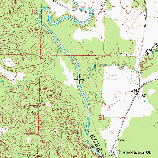 Topographic Map of Turkey Creek, MS