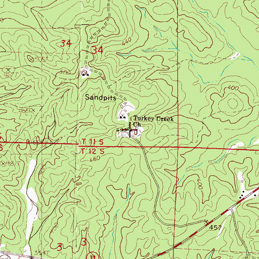Topographic Map of Turkey Creek Church, MS