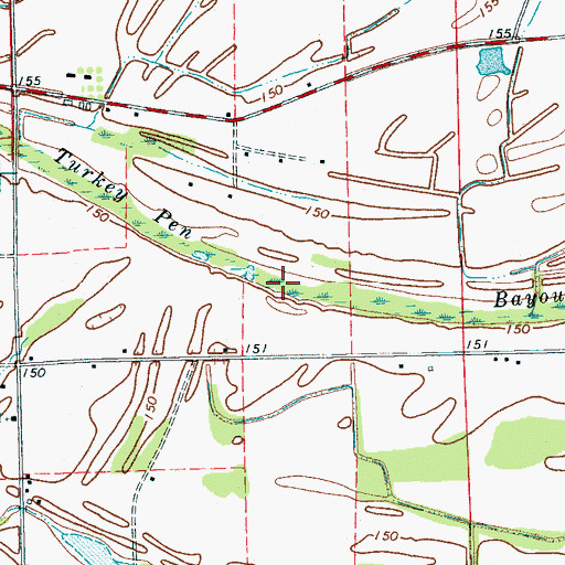 Topographic Map of Turkey Pen Bayou, MS
