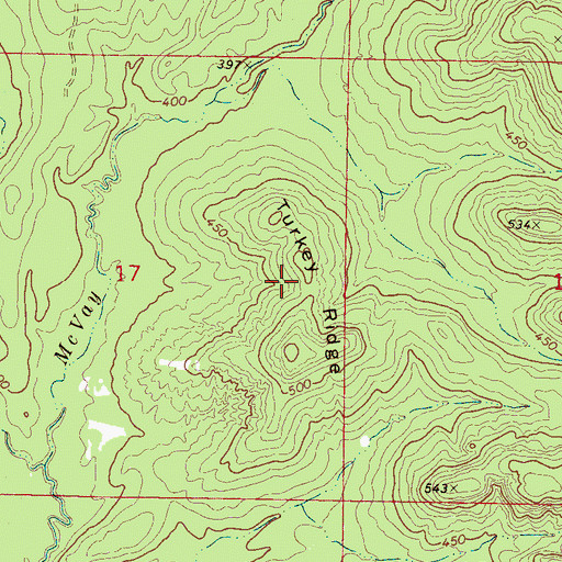 Topographic Map of Turkey Ridge, MS