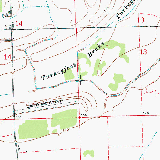 Topographic Map of Turkeyfoot Brake, MS