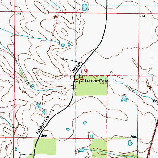 Topographic Map of Turner Cemetery, MS