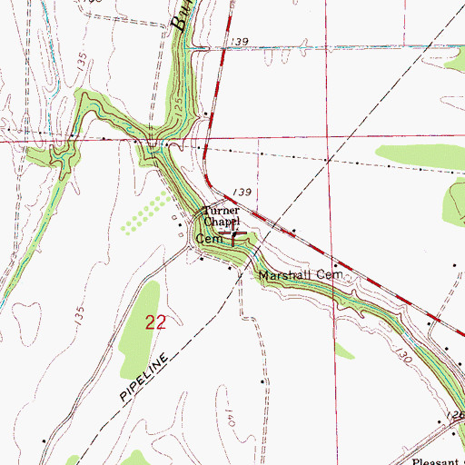 Topographic Map of Turner Chapel, MS
