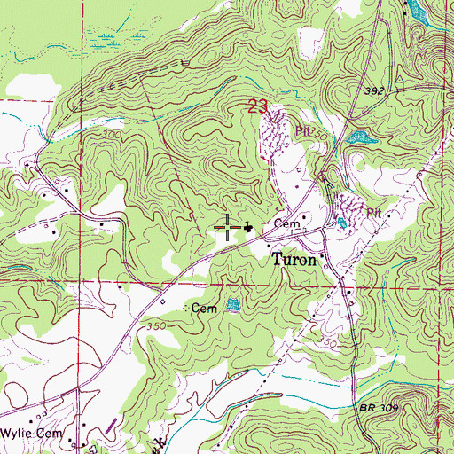 Topographic Map of Turon, MS