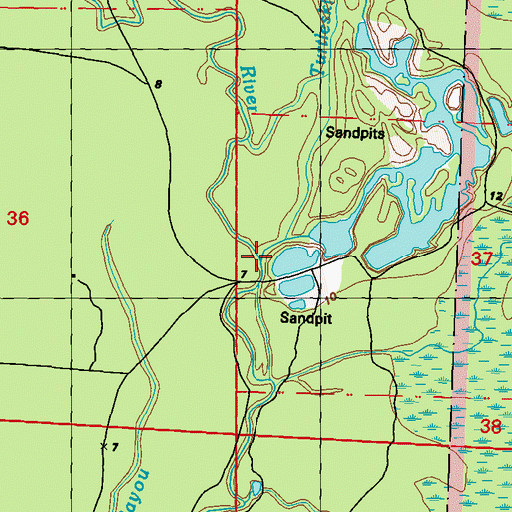 Topographic Map of Turtleskin Creek, MS