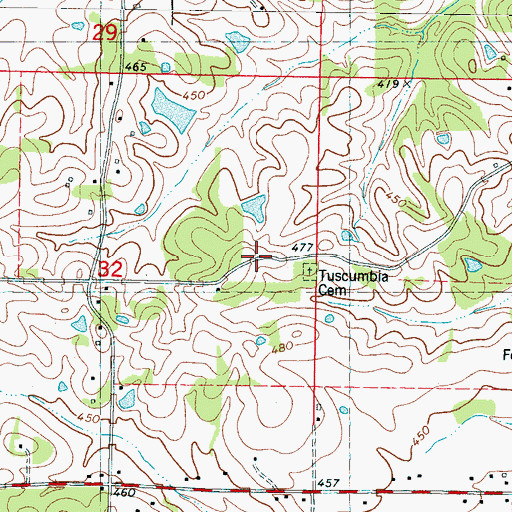 Topographic Map of Tuscumbia Cemetery, MS