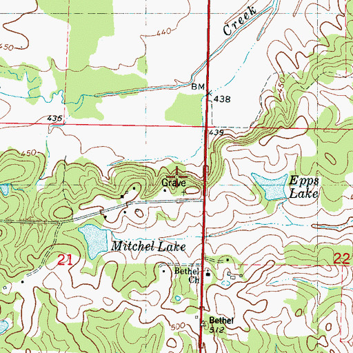 Topographic Map of Tuscumbias Grave, MS
