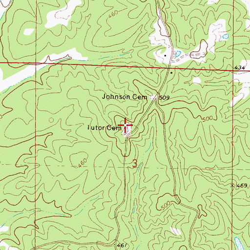 Topographic Map of Tutor Cemetery, MS