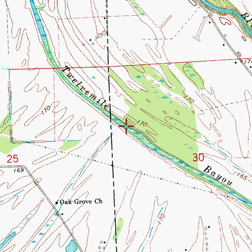 Topographic Map of Twelvemile Bayou, MS