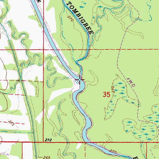 Topographic Map of Twentymile Creek, MS
