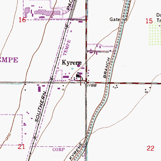 Topographic Map of Kyrene, AZ