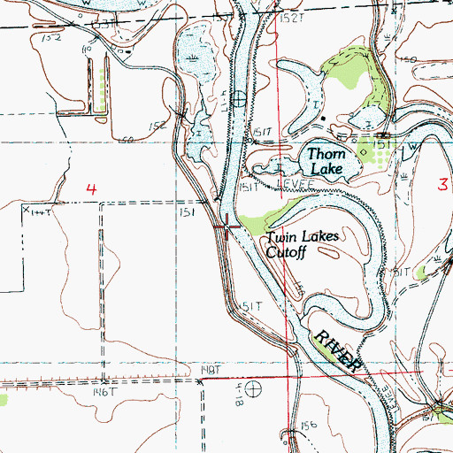 Topographic Map of Twin Lakes Cut -Off, MS