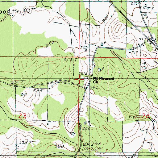 Topographic Map of Twistwood School, MS