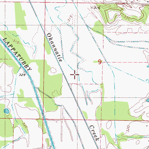 Topographic Map of Tywhiskey Creek, MS