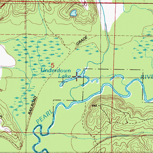 Topographic Map of Underdown Lake, MS