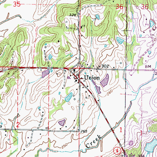 Topographic Map of Union, MS