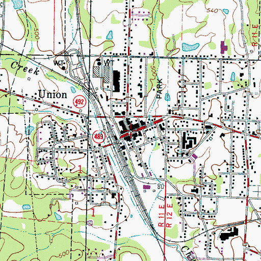Topographic Map of Union, MS