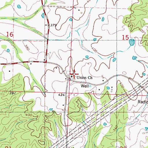 Topographic Map of Union Cemetery, MS
