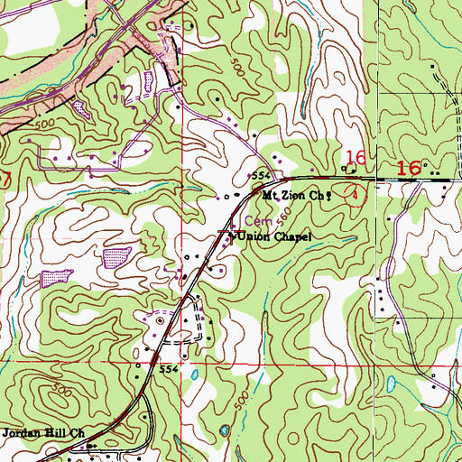 Topographic Map of Union Chapel, MS