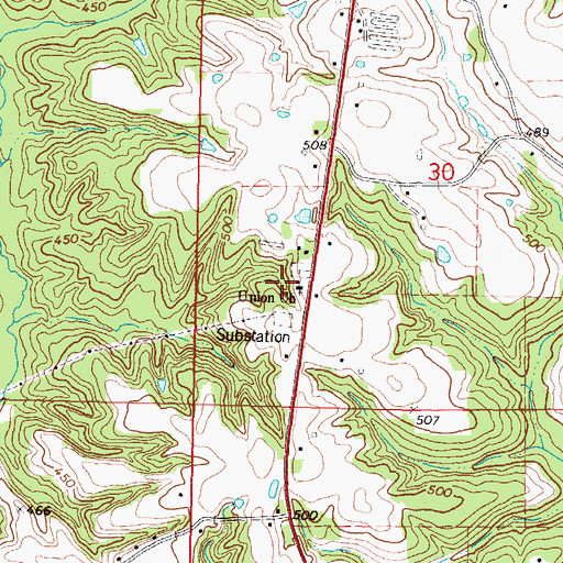 Topographic Map of Union Baptist Church, MS