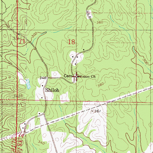 Topographic Map of Union Church, MS