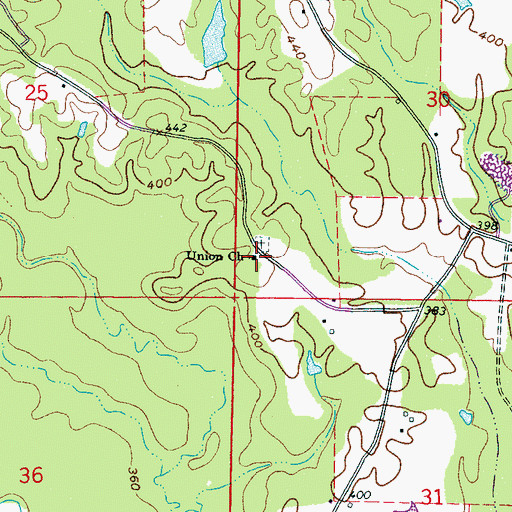 Topographic Map of Union Baptist Church, MS